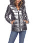 Фото #1 товара Women's Metallic Puffer Coat With Hoodie