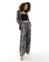 Vila wide leg trouser co-ord in black leopard print