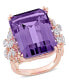 Фото #1 товара Amethyst (20 ct. t.w.) and Diamond (1-3/4 ct. t.w.) Multi-Shape Floral Ring in 14k Rose Gold