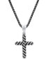 Men's Two-Tone Stainless Steel Rope Chain Cross 24" Pendant Necklace