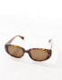 Pieces narrow oval sunglasses in tortoiseshell frame - фото #2