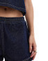 ASOS DESIGN denim frill shorts in indigo