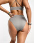 Фото #4 товара Weekday Heat high waist bikini bottom in shiny grey