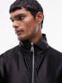 Фото #10 товара Topman oversized fit high shine zip through funnel fleece in black