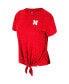 Фото #3 товара Women's Scarlet Distressed Nebraska Huskers Finalists Tie-Front T-shirt
