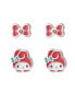 ფოტო #2 პროდუქტის Sanrio Silver Plated Bow and Melody Pink Crystal Stud Earrings