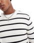 Brave Soul textured stripe crew neck jumper in black & white