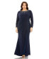 Фото #1 товара Plus Size Long Sleeve Embellished Neckline Jersey Gown