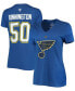 Фото #1 товара Women's Jordan Binnington Blue St. Louis Blues Team Authentic Stack Name and Number V-Neck T-shirt