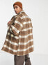 Фото #2 товара ASOS DESIGN wool mix check shacket in brown