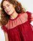 Фото #3 товара Women's Tulle Flutter-Sleeve Top, Created for Macy's