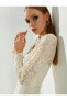 Fiyonk Detaylı Dantelli Bridal Mini Elbise