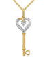 ფოტო #1 პროდუქტის Diamond Key Heart Pendant Necklace (1/10 ct. t.w.) in 14k White or Yellow Gold, 16" + 2" extender
