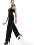 Pretty Lavish tie back wide leg jumpsuit in black 34 - фото #3