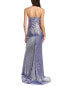 Rene Ruiz Strapless Metallic Knit Gown Women's