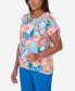 ფოტო #3 პროდუქტის Petite Neptune Beach Whimsical Floral Print Tie Sleeve Top