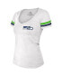 Фото #2 товара Women's Russell Wilson White Distressed Seattle Seahawks Fashion Player Name and Number V-Neck T-shirt