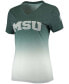 Фото #3 товара Women's Heather Green Michigan State Spartans Ombre V-Neck T-shirt