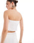 4th & Reckless linen look sweetheart neck bandeau corset top co-ord in white