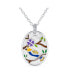 ფოტო #1 პროდუქტის Colorful Oval Frame Enamel Inlay Style Nature Bird Cameo Pendant Necklace For Women .925 Sterling Silver