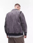 Topman relaxed fit washed canvas twill bomber jacket in black Черный, L - Chest 42 - фото #7