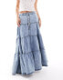 Фото #1 товара DTT Petite ruffle denim maxi skirt in blue acid wash