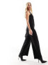 Closet London tailored pinafore jumpsuit with pockets in black