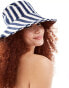 Accessorize stripe bucket hat in blue and white - фото #2