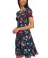 Women's Printed Chiffon Tulip-Sleeve Dress