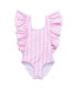 ფოტო #1 პროდუქტის Pink Stripe Wide Frill Swimsuit