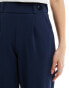 JDY button detail wide leg dad trousers in navy