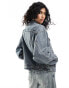 Mango washed denim jacket in light dark blue