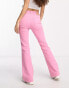 Pieces Petite Peggy flared jeans in pink