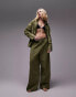 Фото #1 товара Topshop linen blend beach trousers in khaki