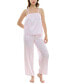 Фото #4 товара Women's 2-Pc. Satin Lace-Trim Pajamas Set