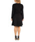 ფოტო #3 პროდუქტის Plus Size Long Sleeve Flared Dress