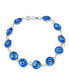 ფოტო #1 პროდუქტის Protection Good Luck Amulet Turkish Translucent Glass Bead Evil Eye Bracelet For Women Sterling Silver Blue 7 Inch