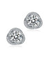 Фото #2 товара Sterling Silver with Rhodium Plated Clear Round Cubic Zirconia Swirl Halo Stud Earrings