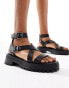 Stradivarius chunky track sole sandal in black