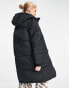 Object longline padded coat in black