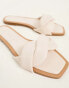 Stradivarius Wide Fit twist strap sandal in beige