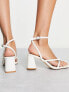 Glamorous mid heel sandals in white