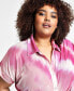 Trendy Plus Size Tie-Front Ruched Shirtdress