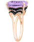 ფოტო #4 პროდუქტის Pink Amethyst (5-7/8 ct. t.w.) & Black Sapphire (3/8 ct. t.w.) Statement Ring in Rose-Plated Sterling Silver