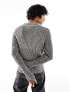 Reclaimed Vintage zip up plated knit jumper in grey