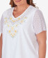 Фото #4 товара Plus Size Charleston Embroidered Top with Lace Sleeves