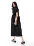 New Look plain smock midi dress in black