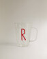 Borosilicate mug with initial r
