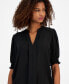 ფოტო #3 პროდუქტის Women's Split-Neck Smocked-Sleeve Top