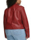 Фото #2 товара Plus Size Faux Leather Belted Motorcycle Jacket